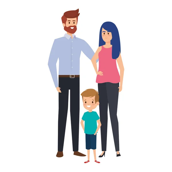 Volwassenen ouders paar met kleine zoon — Stockvector