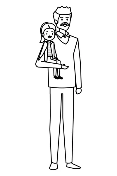 成年父亲与胡子和女儿 — 图库矢量图片