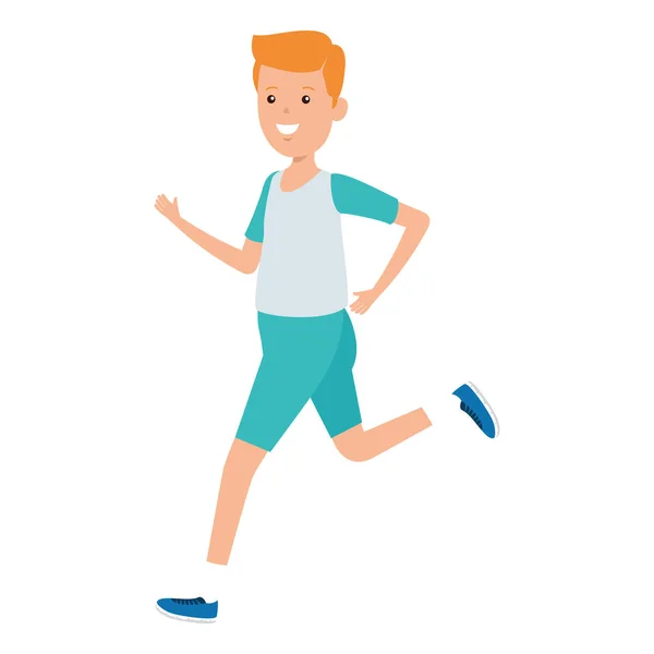 Feliz atlético chico corriendo deporte — Vector de stock