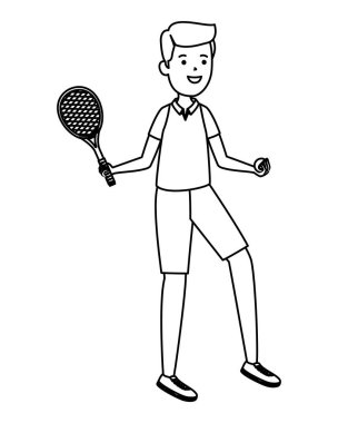 raket tenis pratik ile mutlu atletik çocuk