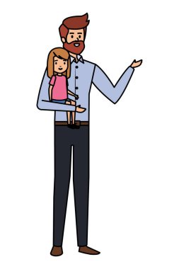 sakallı ve kızı olan yetişkin baba