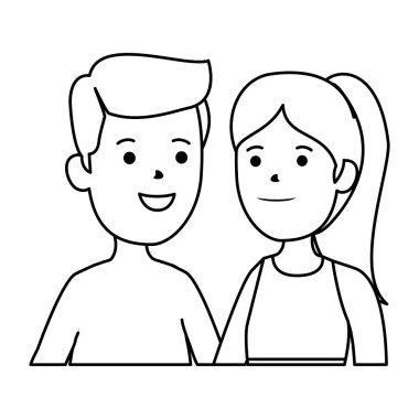 Genç erkek üstsüz ve tatlı bir kadın çift.