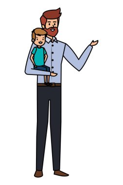 sakallı yetişkin baba ve oğlu karakterleri