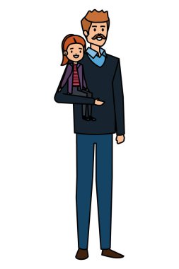 bıyıklı yetişkin baba ve kızı