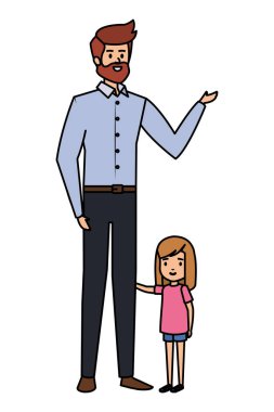 sakallı ve kızı olan yetişkin baba