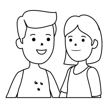 Genç erkek üstsüz ve tatlı bir kadın çift.