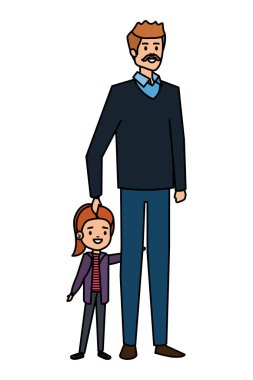 bıyıklı yetişkin baba ve kızı