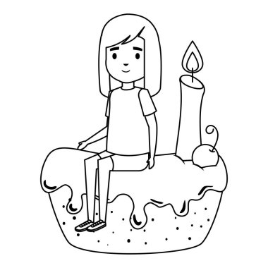 mum ile pasta oturmuş sevimli küçük kız