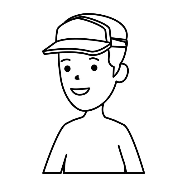 Giovane ragazzo senza maglietta con berretto sportivo — Vettoriale Stock