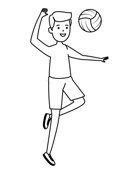 Niño atlético feliz practicando voleibol — Archivo Imágenes Vectoriales