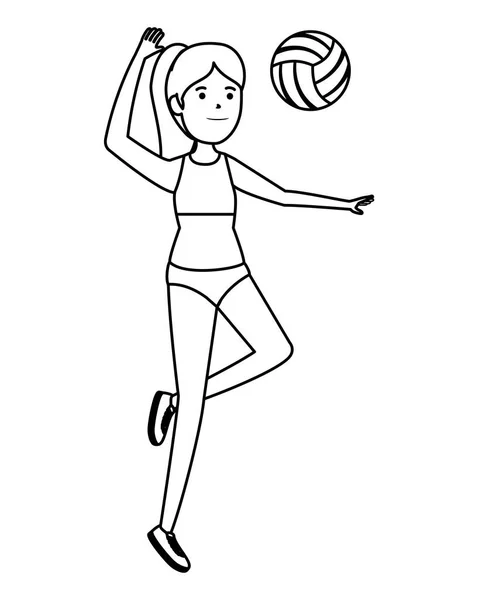 Chica atlética feliz practicando voleibol — Archivo Imágenes Vectoriales