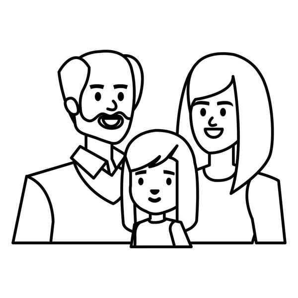 成人 父母 夫妇 与 小 女儿 — 图库矢量图片