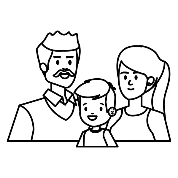 Adults parents couple with little son — Stock Vector