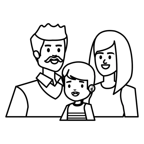 Adults parents couple with little son — Stock Vector