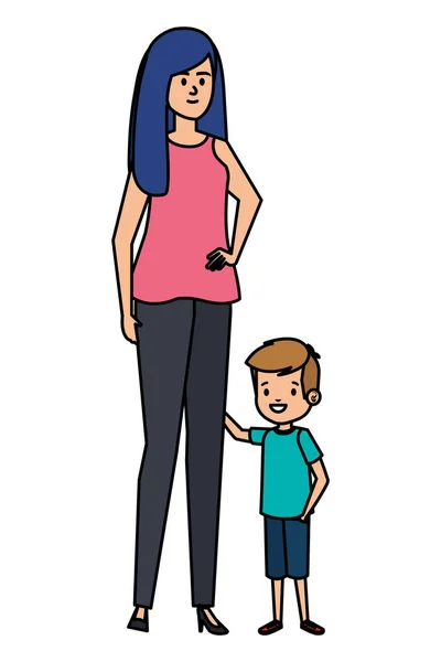 Mooie moeder met kleine zoon personages — Stockvector