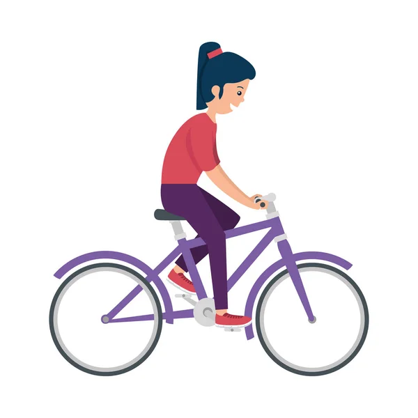 Счастливая атлетическая девушка велосипед — стоковый вектор