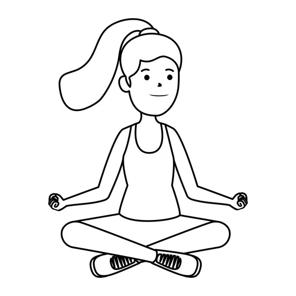 Glücklich athletisches Mädchen praktiziert Yoga — Stockvektor