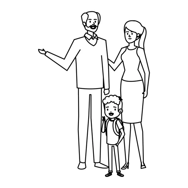 Adultos padres pareja con pequeño hijo — Archivo Imágenes Vectoriales