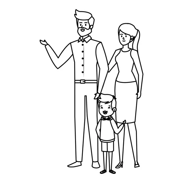 Adultes parents couple avec petit fils — Image vectorielle