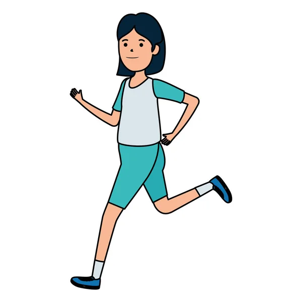 Menina atlética feliz correndo esporte — Vetor de Stock
