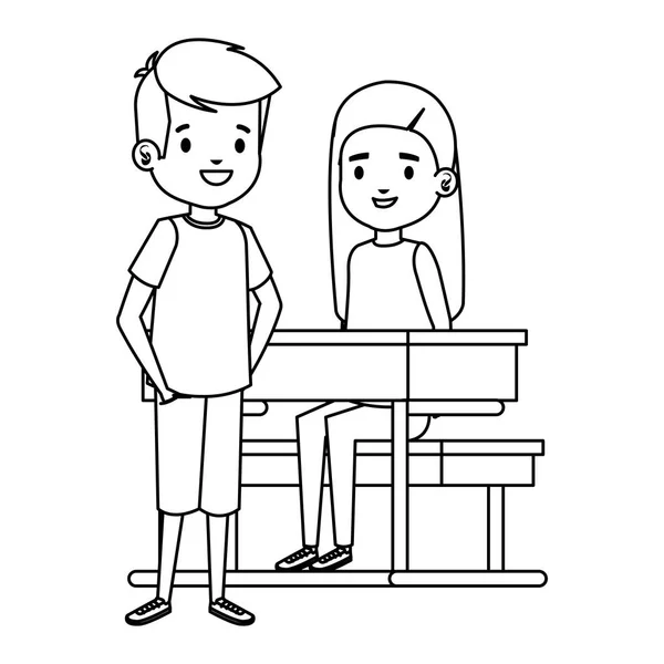 Roztomilá studentky ve školním stole — Stockový vektor