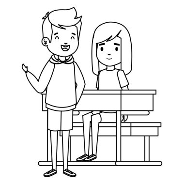 okul masasında sevimli küçük öğrenciler çift