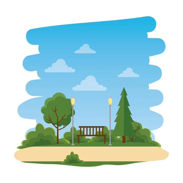 의자 자연 장면레크리에이션 공원 — 스톡 벡터