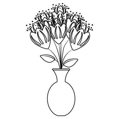 gül simgesi vektör illüstrasyon ile vazo