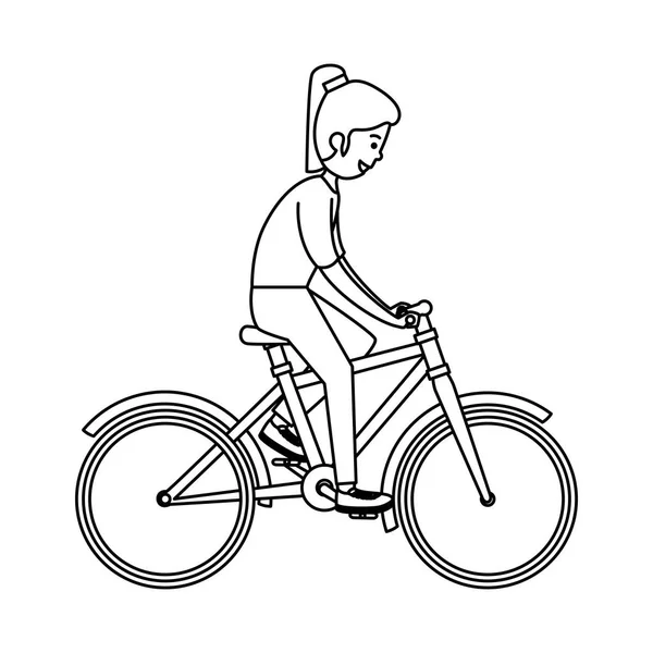 Bicicleta de paseo chica atlética feliz — Vector de stock