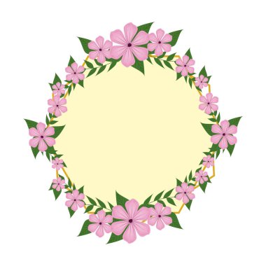 Leafs dairesel çerçeve ile güzel çiçekler