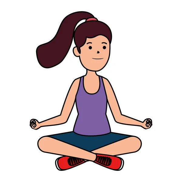 Chica atlética feliz practicando yoga — Vector de stock