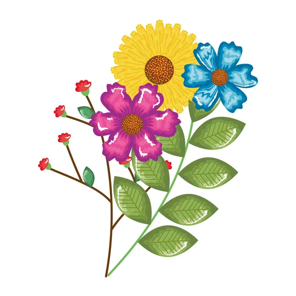 Λουλούδια και φύλλα διακοσμητικά κήπου — Διανυσματικό Αρχείο