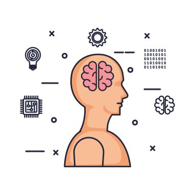 teknoloji simgeleri vektör illüstratör ile homanoide profili