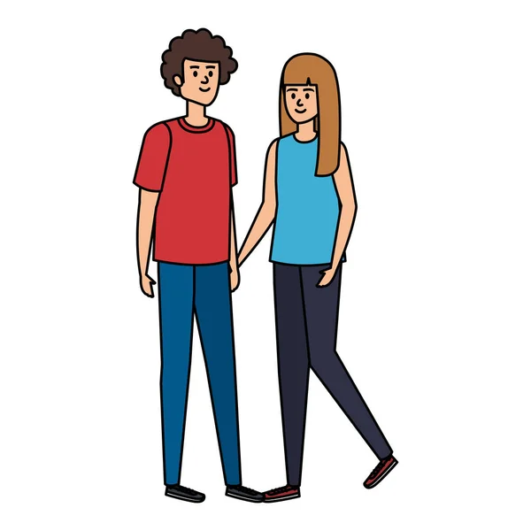 Персонажі молодої пари закоханих аватарів — стоковий вектор