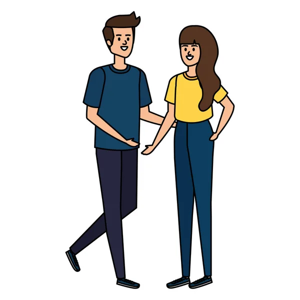 Young couple lovers avatars characters — Stock Vector