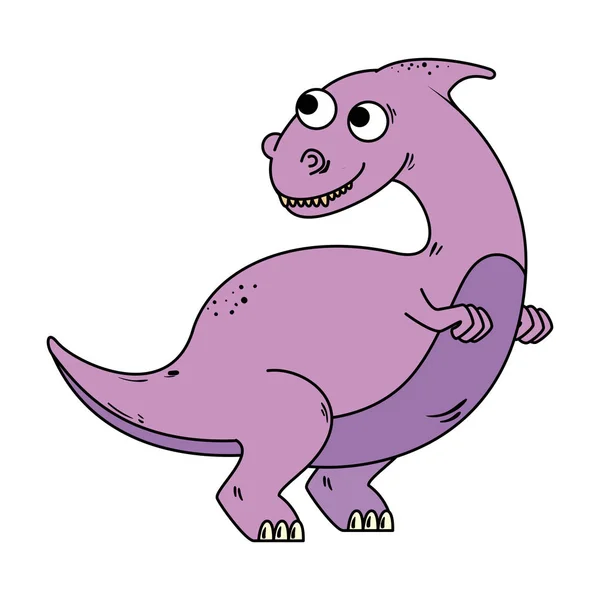 Icône de personnage comique de dinosaure mignon — Image vectorielle