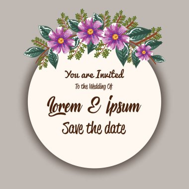 Çiçeklerle düğün davetiyesi