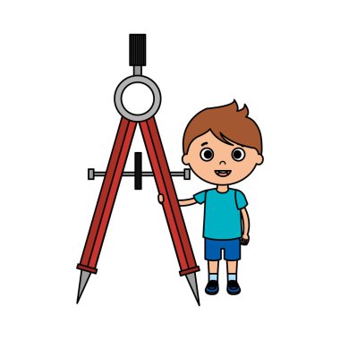 Pusula karakter ile küçük çocuk öğrenci