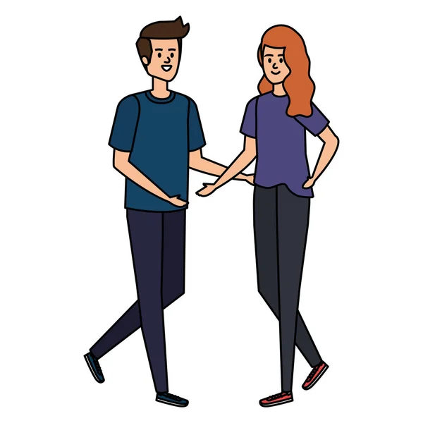 Jeune couple amoureux avatars personnages — Image vectorielle