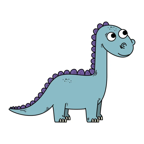 Sevimli diplodocus komik karakter simgesi — Stok Vektör