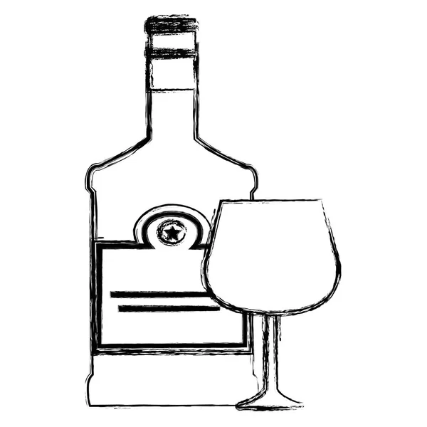 Fincan ile viski şişesi — Stok Vektör