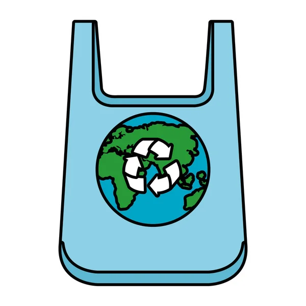 Plastiktüte mit Erde und Recycling-Pfeilen — Stockvektor