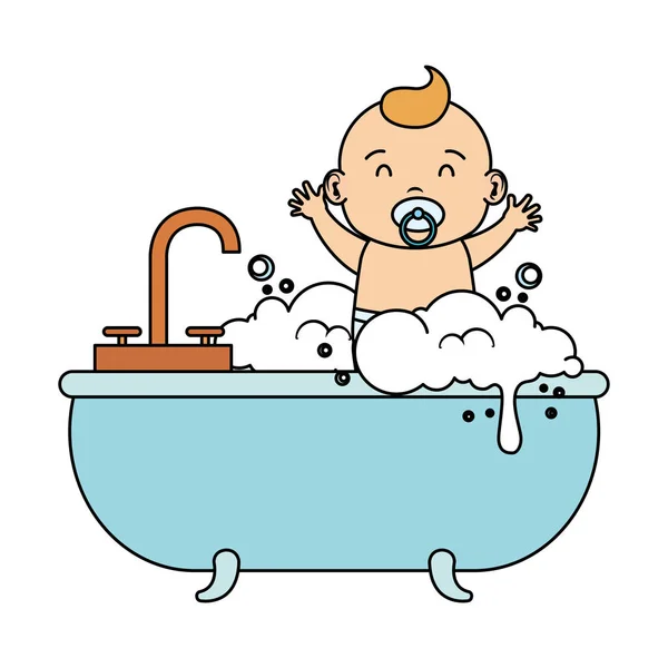 Lindo bebé niño bañándose en la bañera — Archivo Imágenes Vectoriales