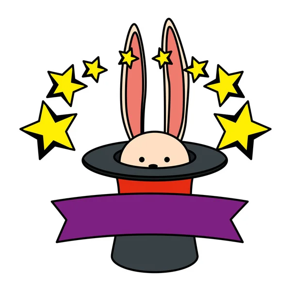 Tavşan ve yıldız ile sirk sihirbazı şapka — Stok Vektör
