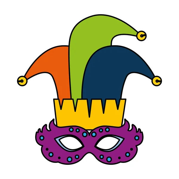 Carnival mask with joker hat — Stock Vector