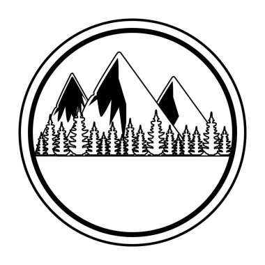 orman ve dağlar bölgesi ile dairesel çerçeve