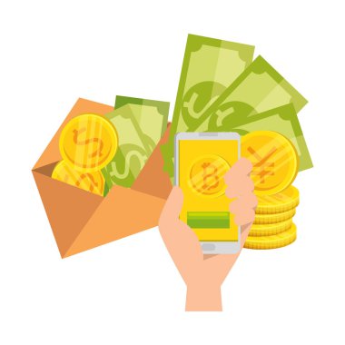 fatura ve sikke dolar vektör illüstratör ile zarf