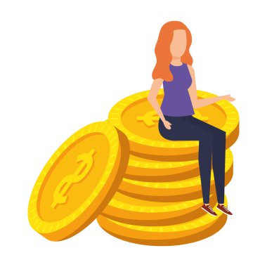 genç kadın para nakit para dolar oturmuş