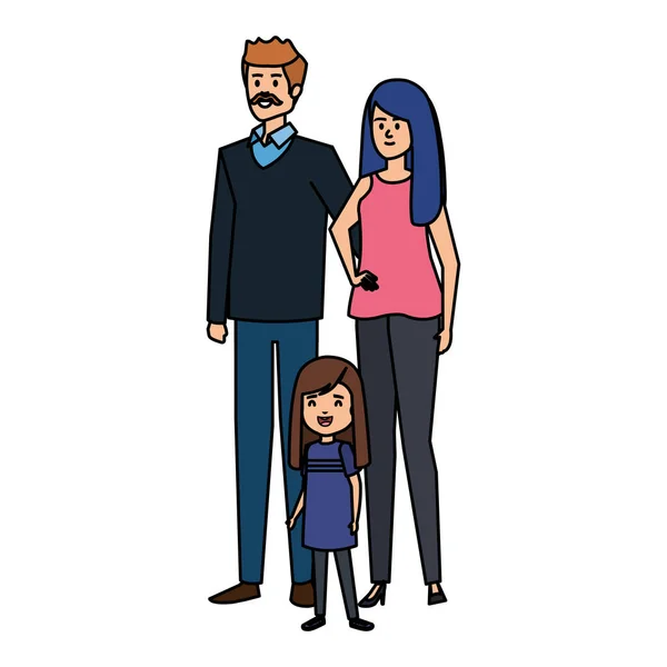 Erwachsene Eltern mit kleiner Tochter — Stockvektor