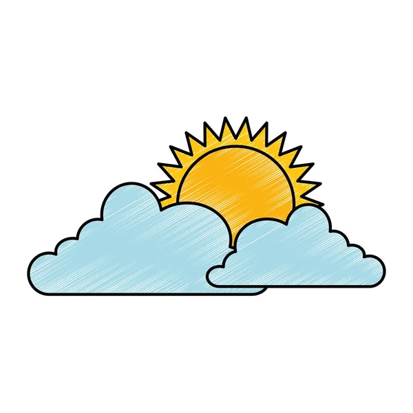 Climate cloud with sun — Stock Vector